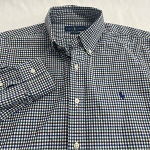 Ralph Lauren Classic Fit Gingham Shirt Button Up Long Sleeve Blue Men’s Medium
